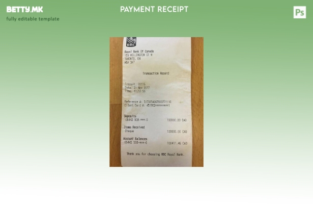 Модерен стил шаблон за банкарски чек на Канада Rbc